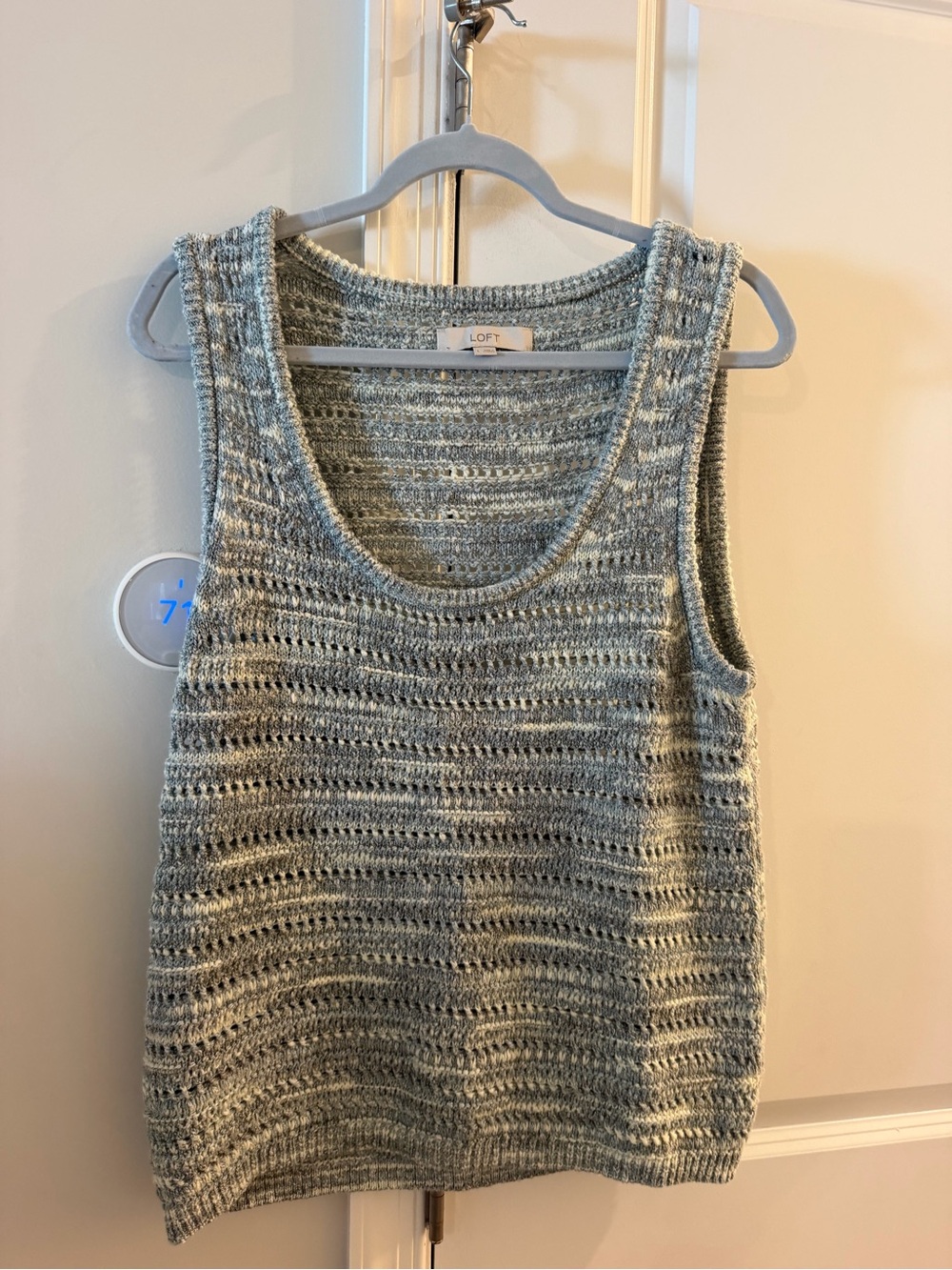 LOFT Open-Knit Tank Top in Light Blue